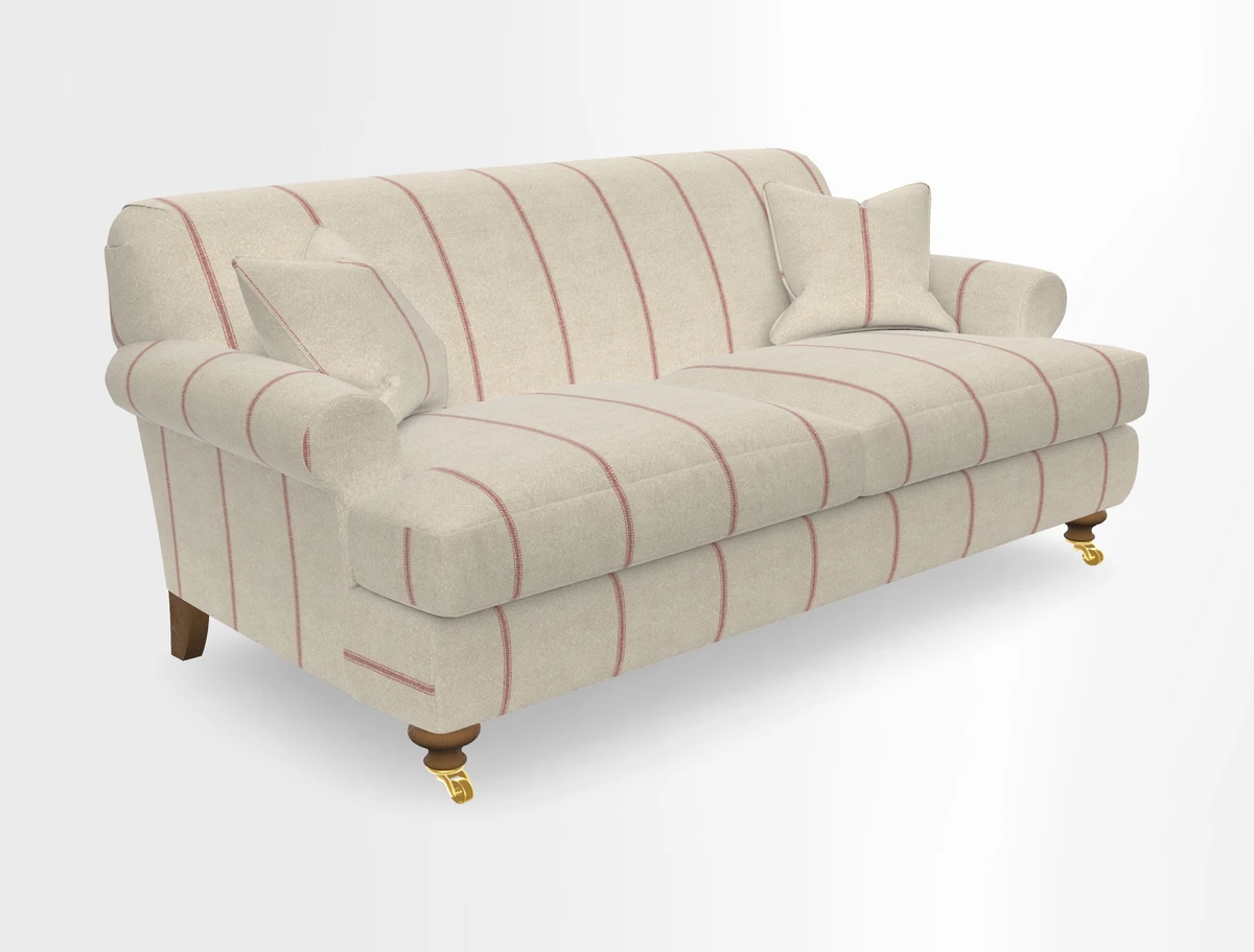 Hampton 3 Seater Sofa in V&A Threads of India Opulent Velvets Regal Poppy Chalk