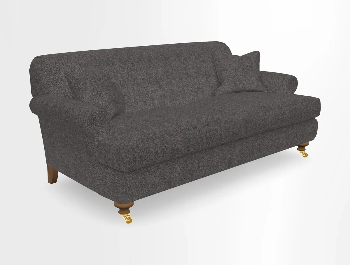 Hampton 3 Seater Sofa in V&A Threads of India Opulent Velvets Regal Poppy Chalk