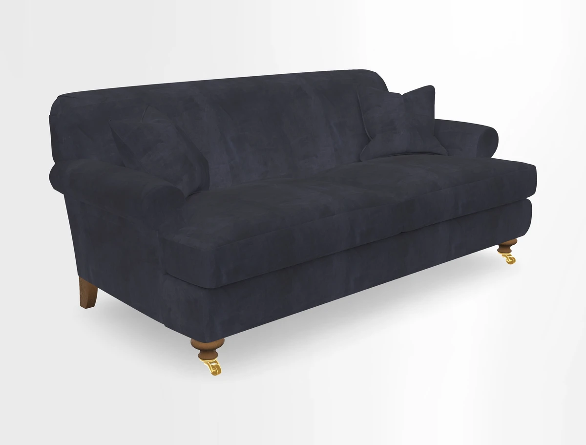 Hampton 3 Seater Sofa in V&A Threads of India Opulent Velvets Regal Poppy Chalk
