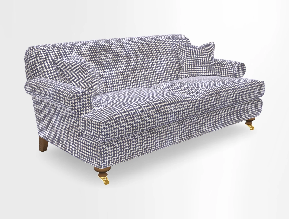 Hampton 3 Seater Sofa in V&A Threads of India Opulent Velvets Regal Poppy Chalk