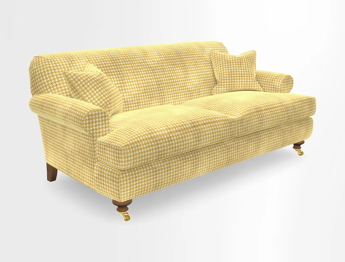 Hampton 3 Seater Sofa in V&A Threads of India Opulent Velvets Regal Poppy Chalk