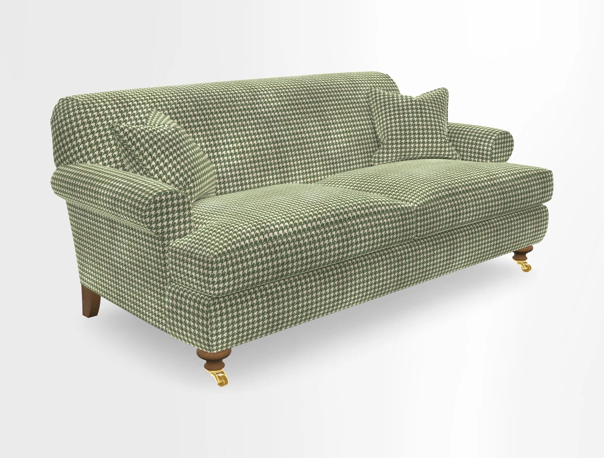 Hampton 3 Seater Sofa in V&A Threads of India Opulent Velvets Regal Poppy Chalk