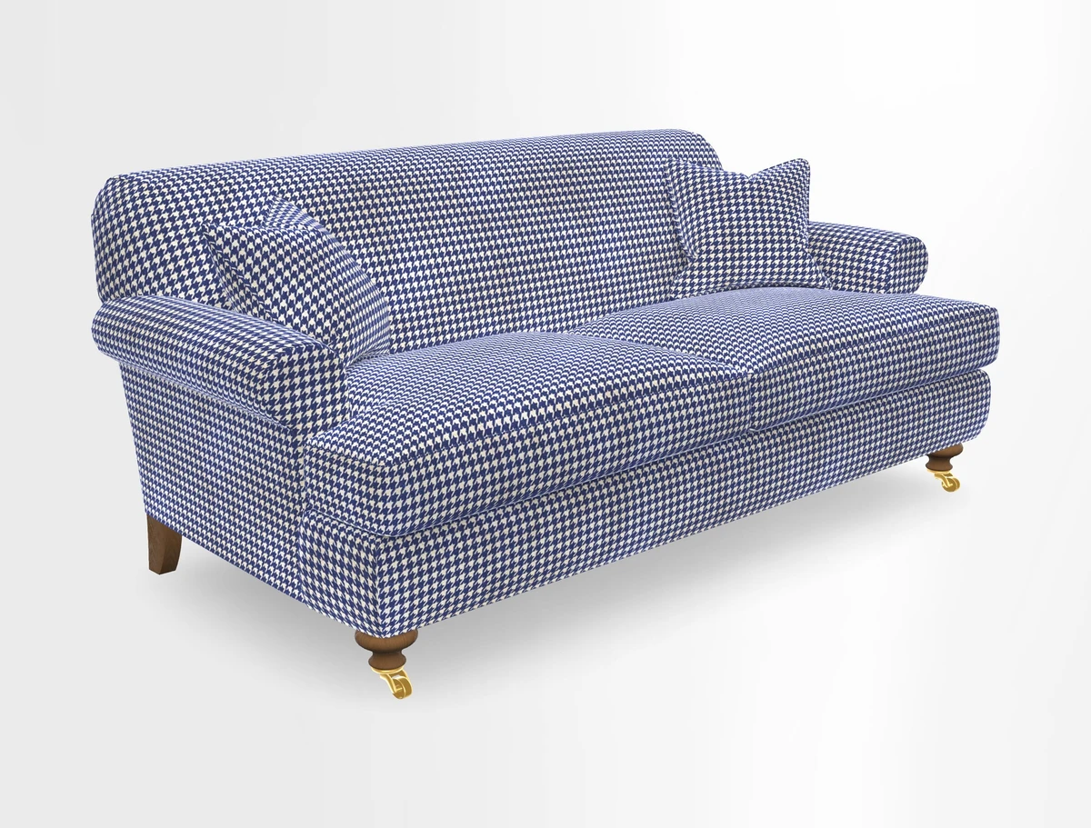 Hampton 3 Seater Sofa in V&A Threads of India Opulent Velvets Regal Poppy Chalk