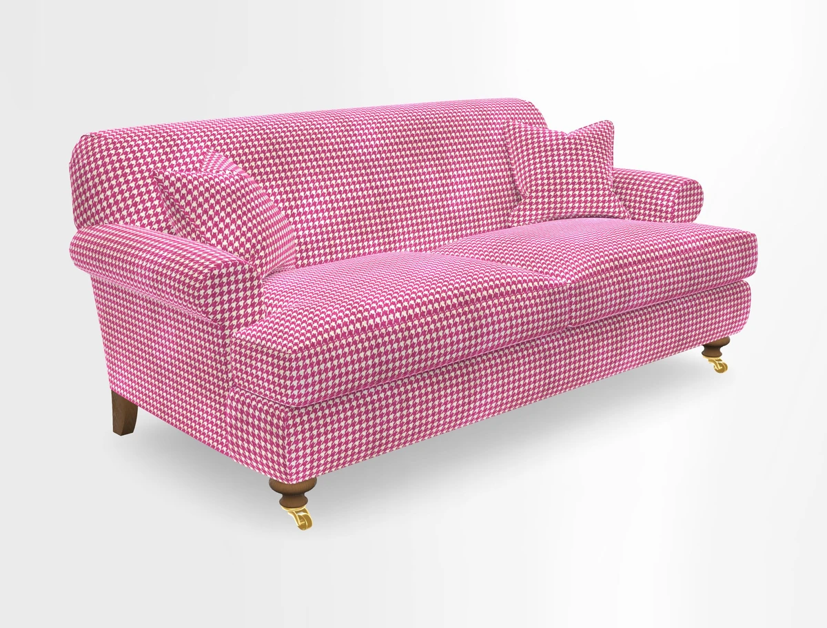 Hampton 3 Seater Sofa in V&A Threads of India Opulent Velvets Regal Poppy Chalk