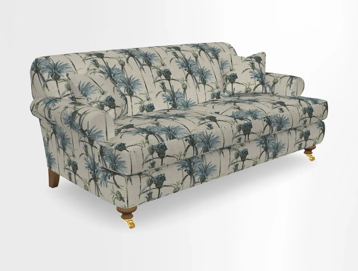Hampton 3 Seater Sofa in V&A Threads of India Opulent Velvets Regal Poppy Chalk