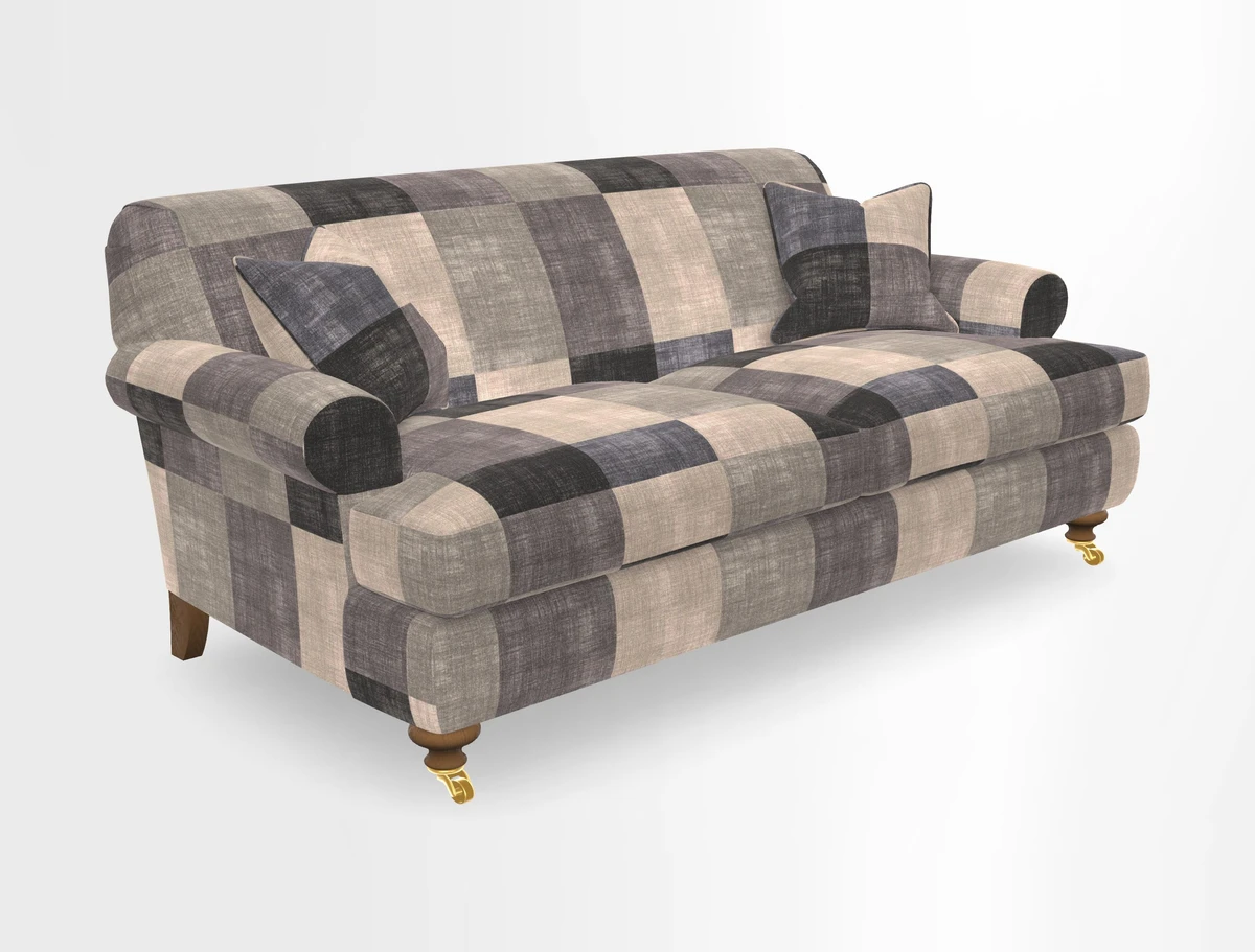 Hampton 3 Seater Sofa in V&A Threads of India Opulent Velvets Regal Poppy Chalk