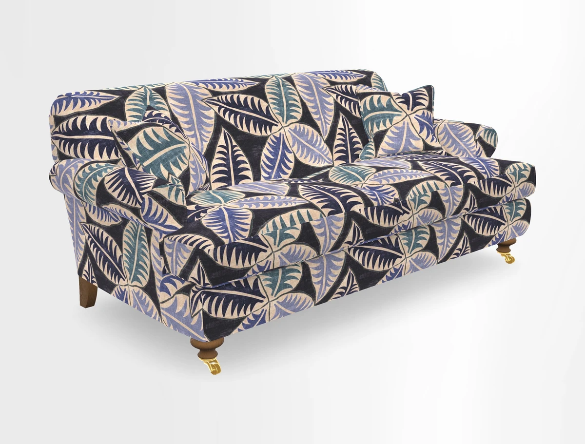 Hampton 3 Seater Sofa in V&A Threads of India Opulent Velvets Regal Poppy Chalk