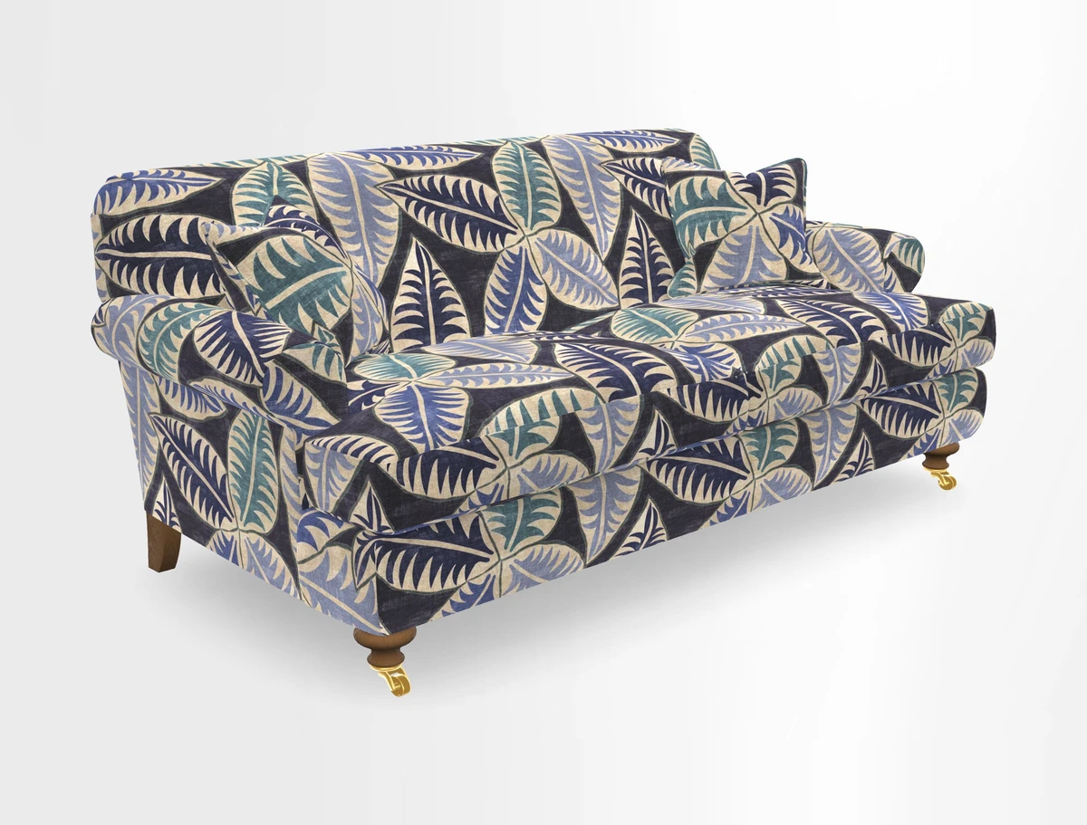 Hampton 3 Seater Sofa in V&A Threads of India Opulent Velvets Regal Poppy Chalk