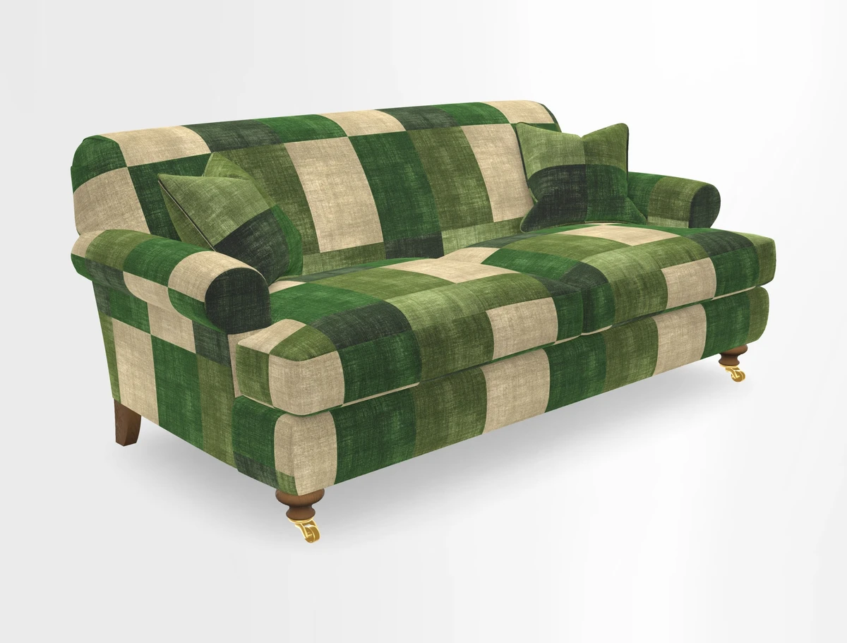 Hampton 3 Seater Sofa in V&A Threads of India Opulent Velvets Regal Poppy Chalk