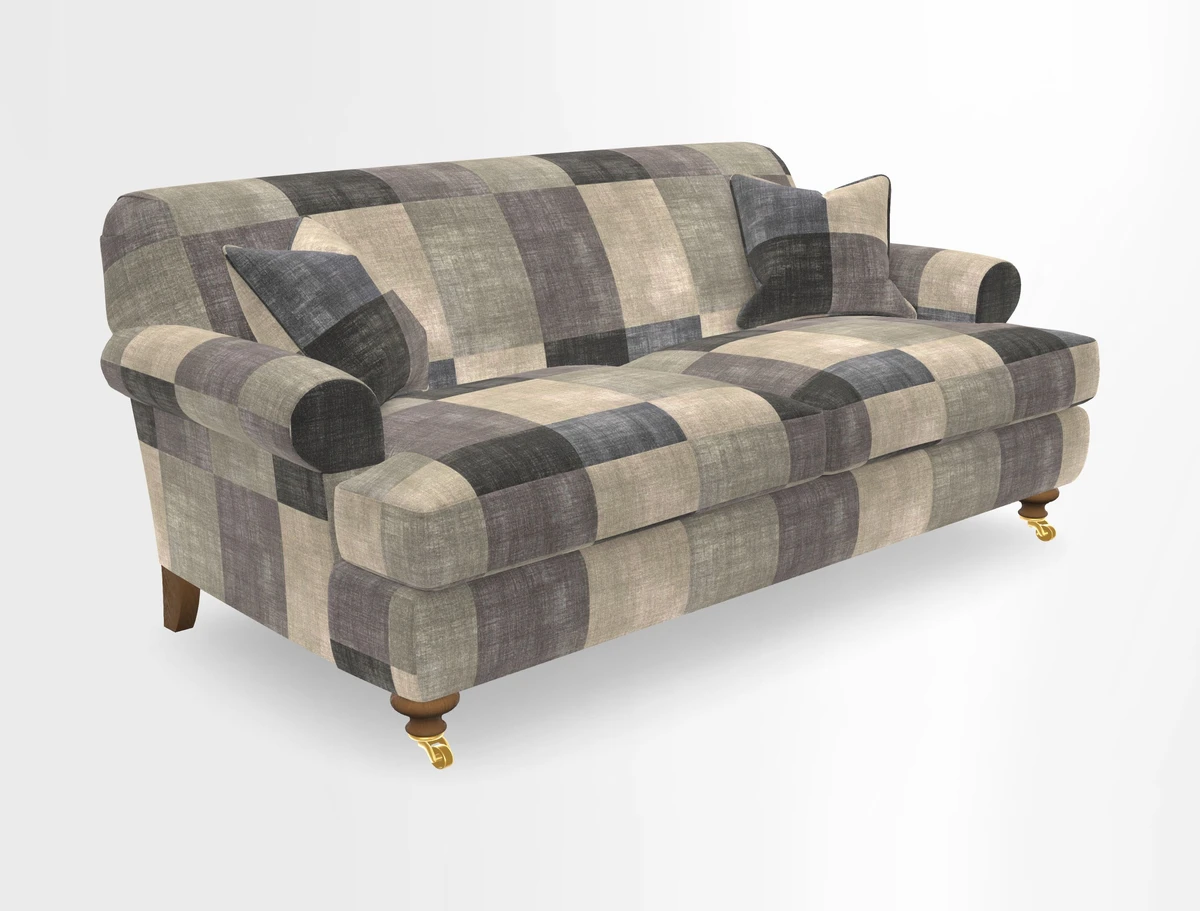 Hampton 3 Seater Sofa in V&A Threads of India Opulent Velvets Regal Poppy Chalk