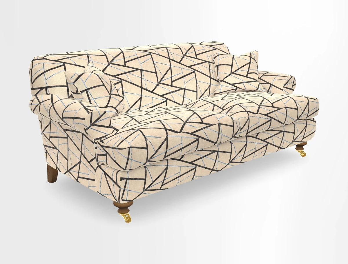 Hampton 3 Seater Sofa in V&A Threads of India Opulent Velvets Regal Poppy Chalk