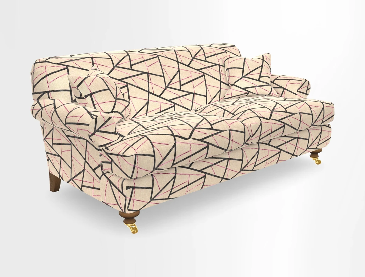 Hampton 3 Seater Sofa in V&A Threads of India Opulent Velvets Regal Poppy Chalk