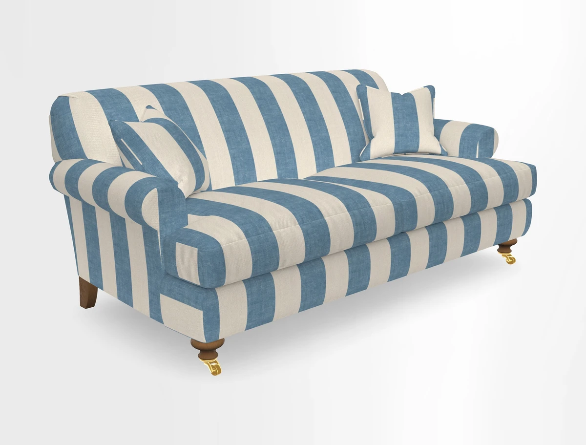 Hampton 3 Seater Sofa in V&A Threads of India Opulent Velvets Regal Poppy Chalk