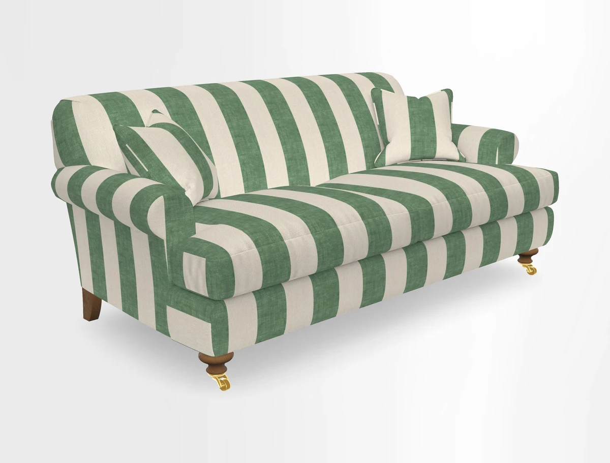 Hampton 3 Seater Sofa in V&A Threads of India Opulent Velvets Regal Poppy Chalk