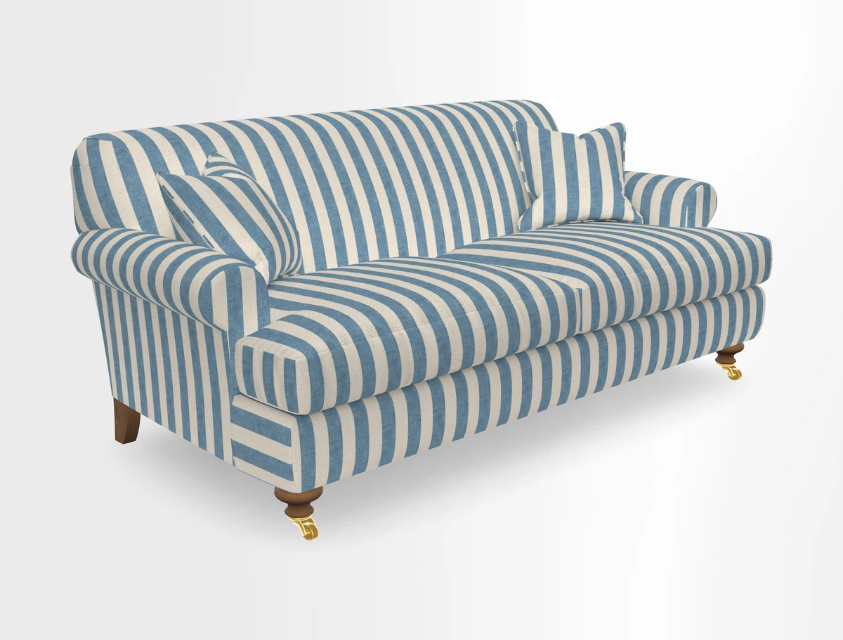 Hampton 3 Seater Sofa in V&A Threads of India Opulent Velvets Regal Poppy Chalk