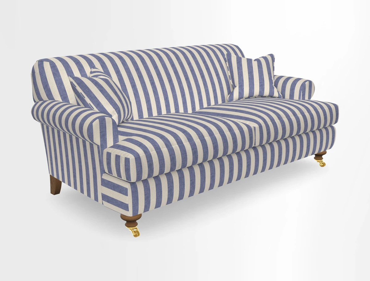 Hampton 3 Seater Sofa in V&A Threads of India Opulent Velvets Regal Poppy Chalk