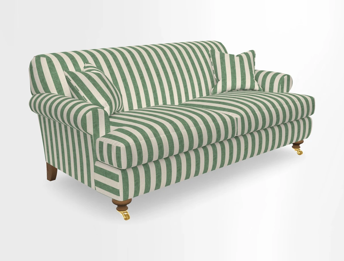 Hampton 3 Seater Sofa in V&A Threads of India Opulent Velvets Regal Poppy Chalk