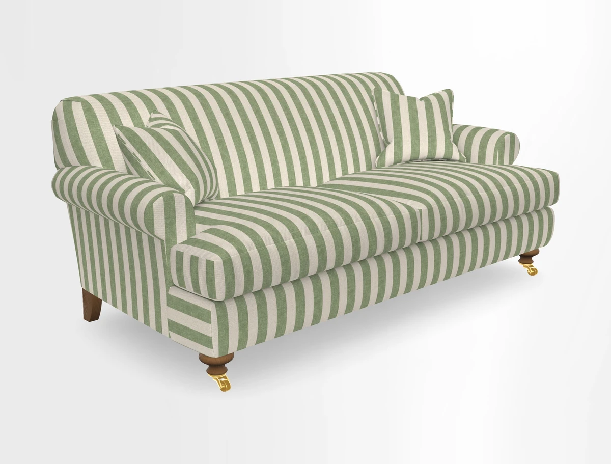 Hampton 3 Seater Sofa in V&A Threads of India Opulent Velvets Regal Poppy Chalk