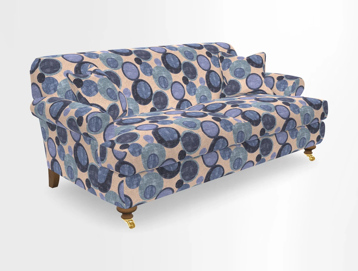 Hampton 3 Seater Sofa in V&A Threads of India Opulent Velvets Regal Poppy Chalk