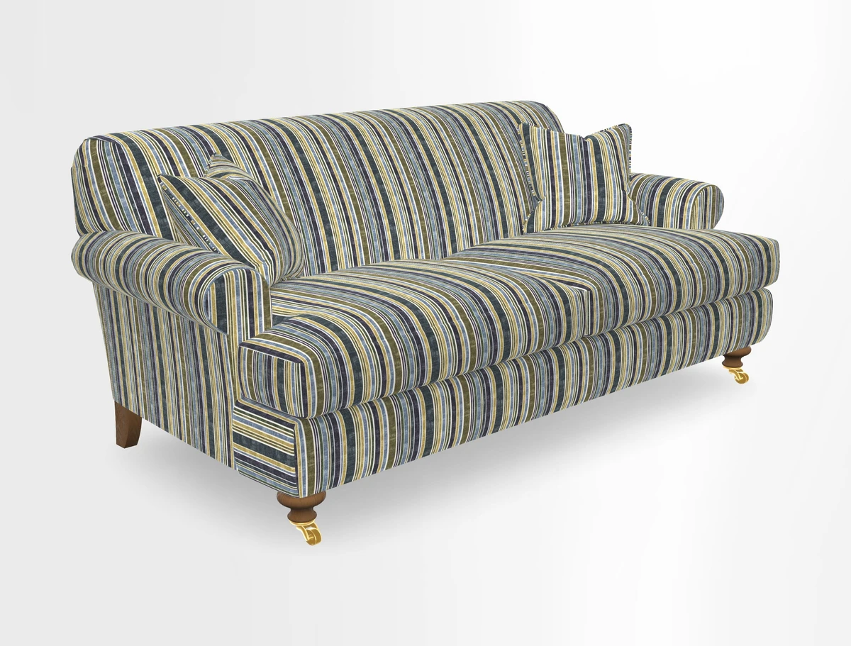 Hampton 3 Seater Sofa in V&A Threads of India Opulent Velvets Regal Poppy Chalk
