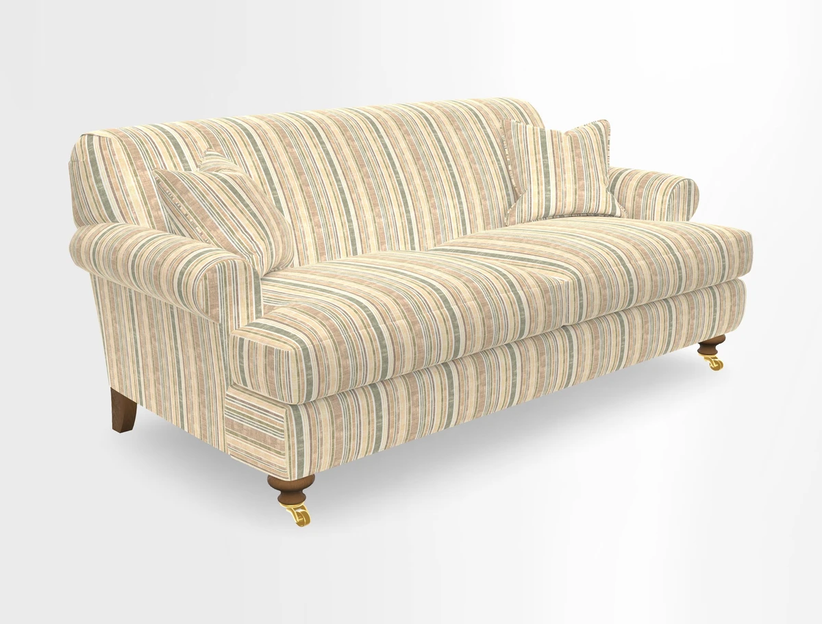 Hampton 3 Seater Sofa in V&A Threads of India Opulent Velvets Regal Poppy Chalk