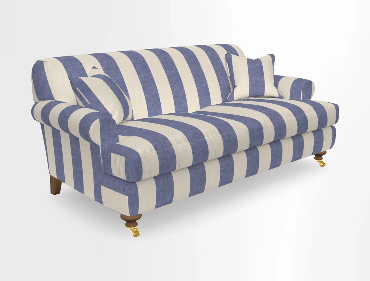 Hampton 3 Seater Sofa in V&A Threads of India Opulent Velvets Regal Poppy Chalk
