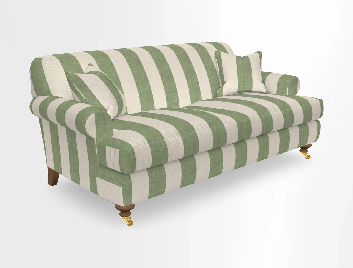 Hampton 3 Seater Sofa in V&A Threads of India Opulent Velvets Regal Poppy Chalk