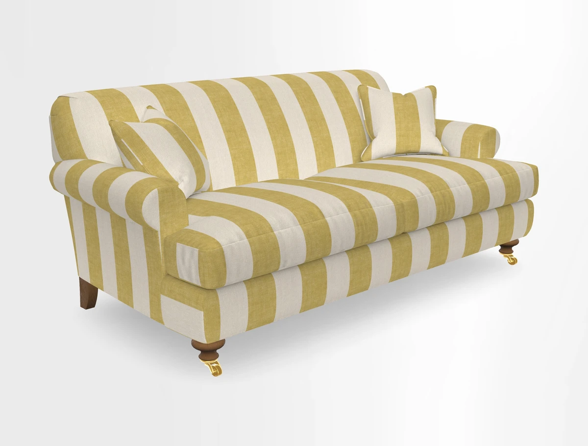 Hampton 3 Seater Sofa in V&A Threads of India Opulent Velvets Regal Poppy Chalk