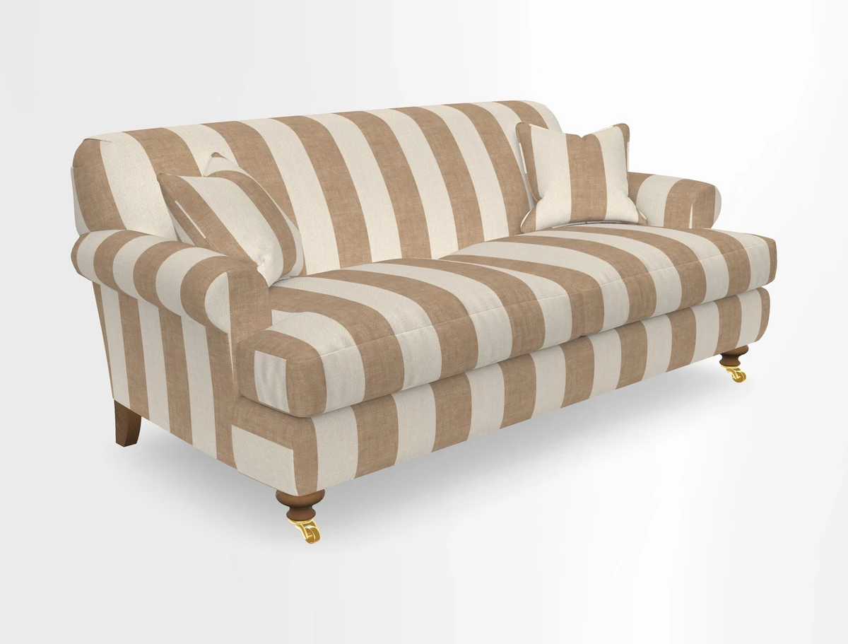 Hampton 3 Seater Sofa in V&A Threads of India Opulent Velvets Regal Poppy Chalk