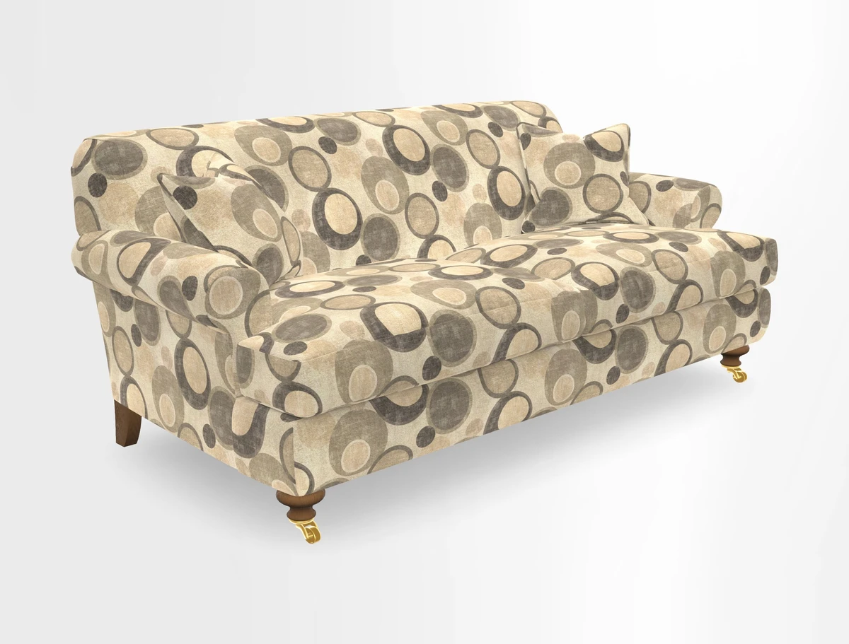 Hampton 3 Seater Sofa in V&A Threads of India Opulent Velvets Regal Poppy Chalk