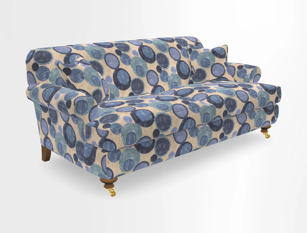 Hampton 3 Seater Sofa in V&A Threads of India Opulent Velvets Regal Poppy Chalk