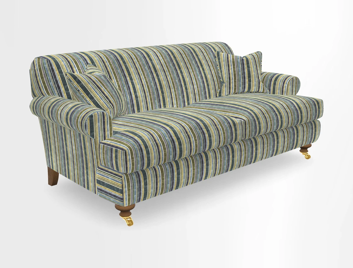 Hampton 3 Seater Sofa in V&A Threads of India Opulent Velvets Regal Poppy Chalk