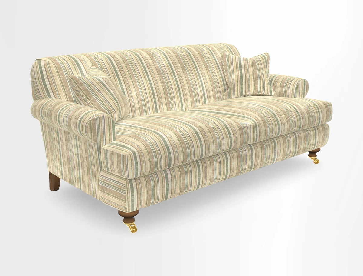 Hampton 3 Seater Sofa in V&A Threads of India Opulent Velvets Regal Poppy Chalk