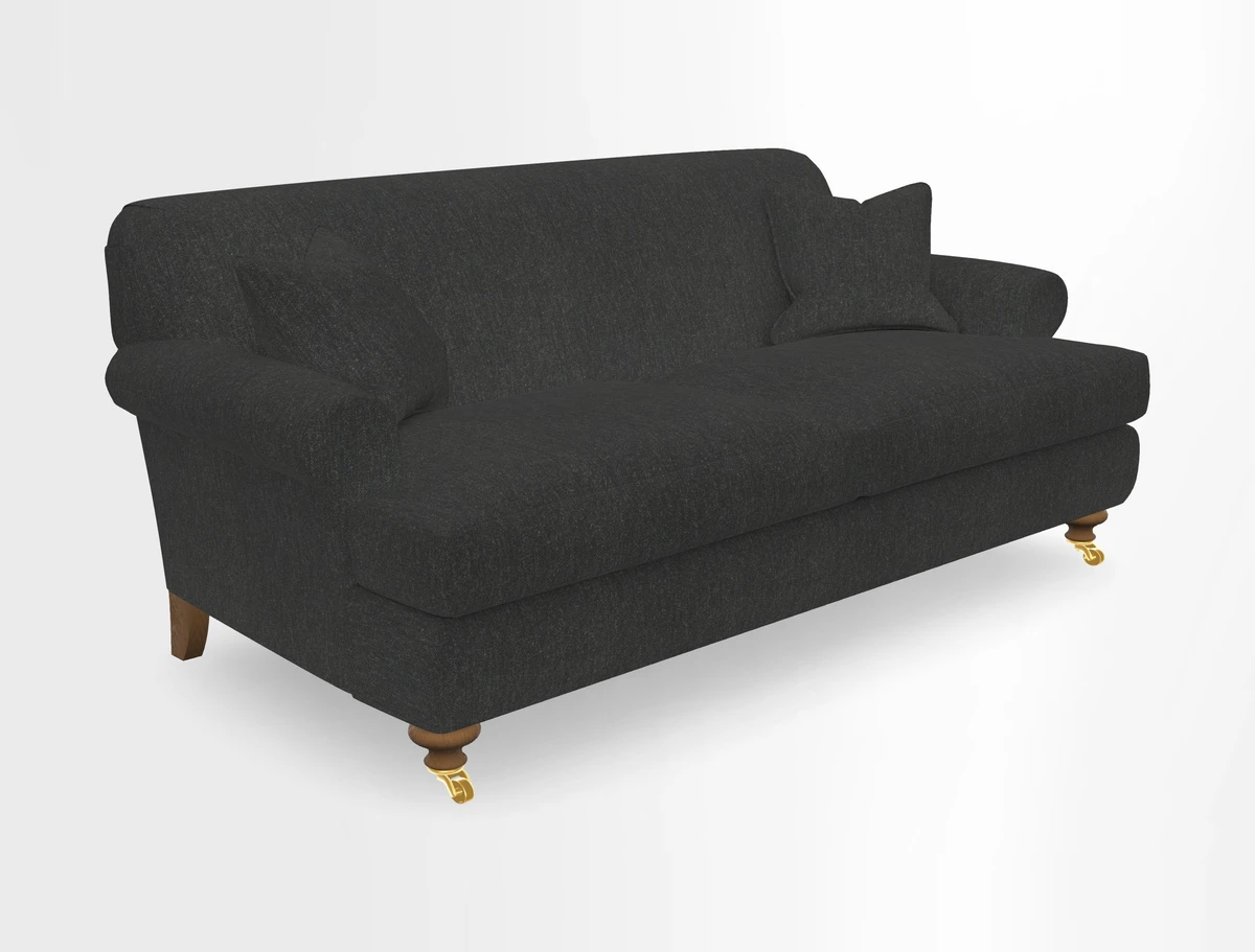 Hampton 3 Seater Sofa in V&A Threads of India Opulent Velvets Regal Poppy Chalk