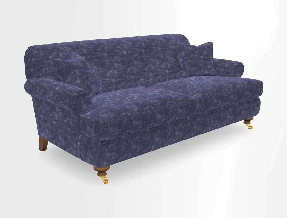 Hampton 3 Seater Sofa in V&A Threads of India Opulent Velvets Regal Poppy Chalk