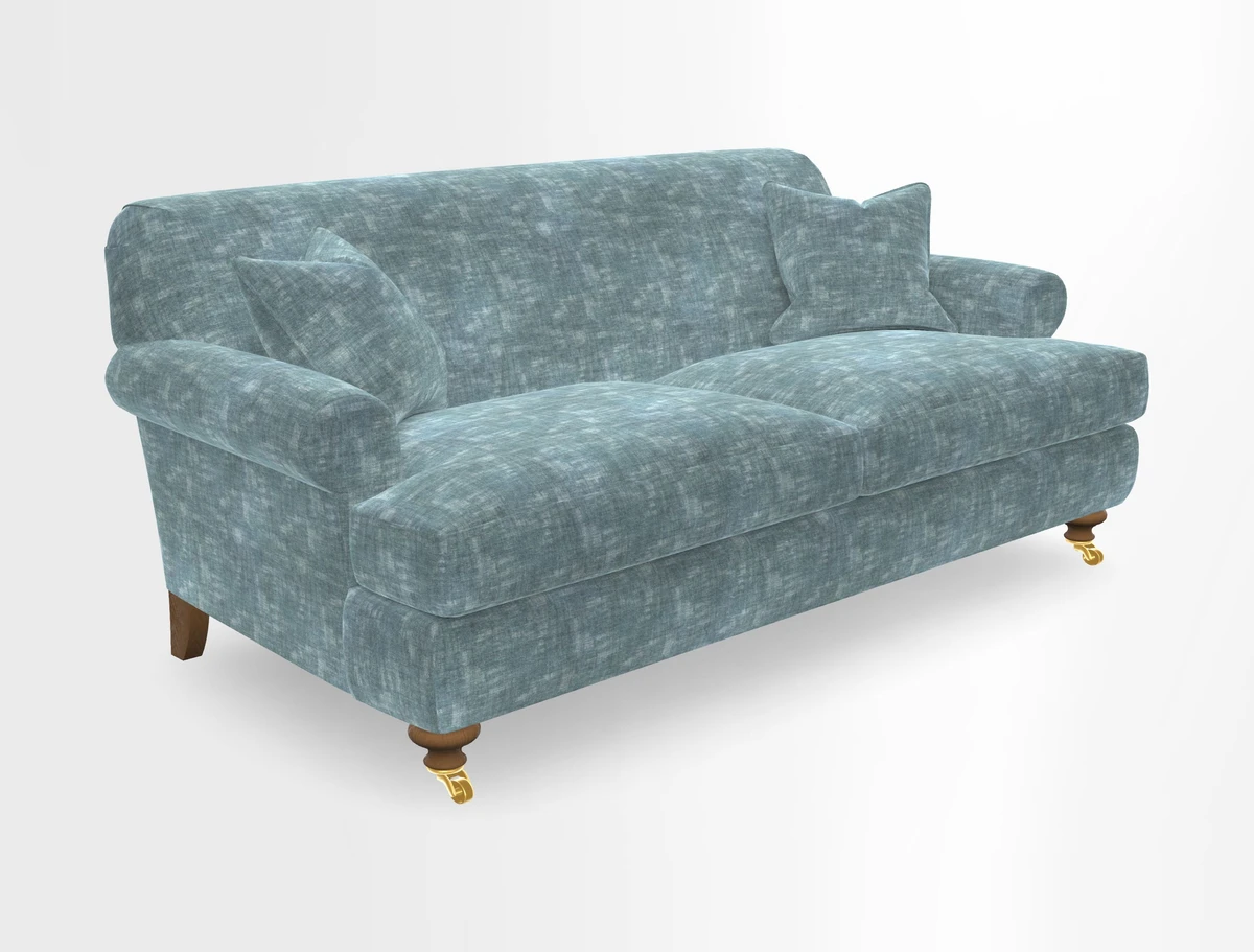Hampton 3 Seater Sofa in V&A Threads of India Opulent Velvets Regal Poppy Chalk