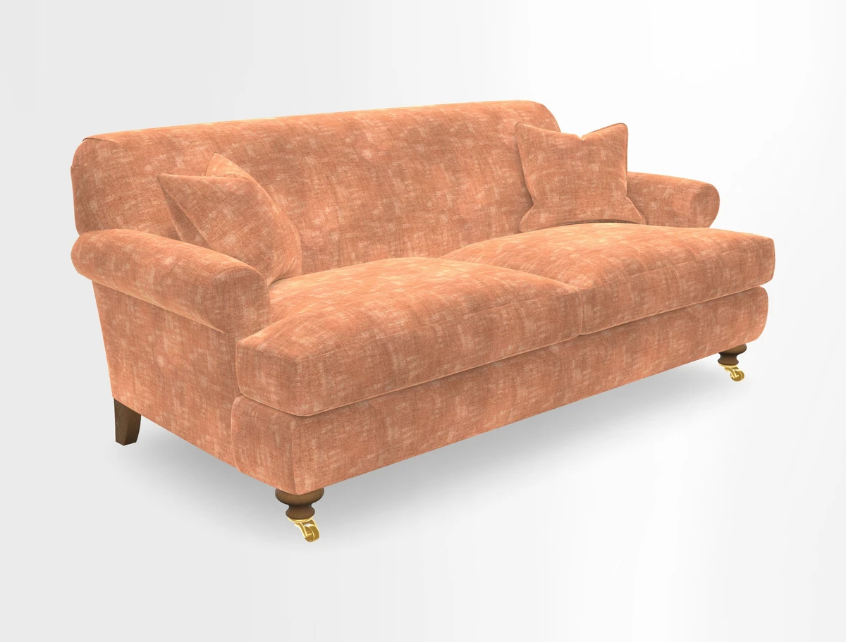 Hampton 3 Seater Sofa in V&A Threads of India Opulent Velvets Regal Poppy Chalk