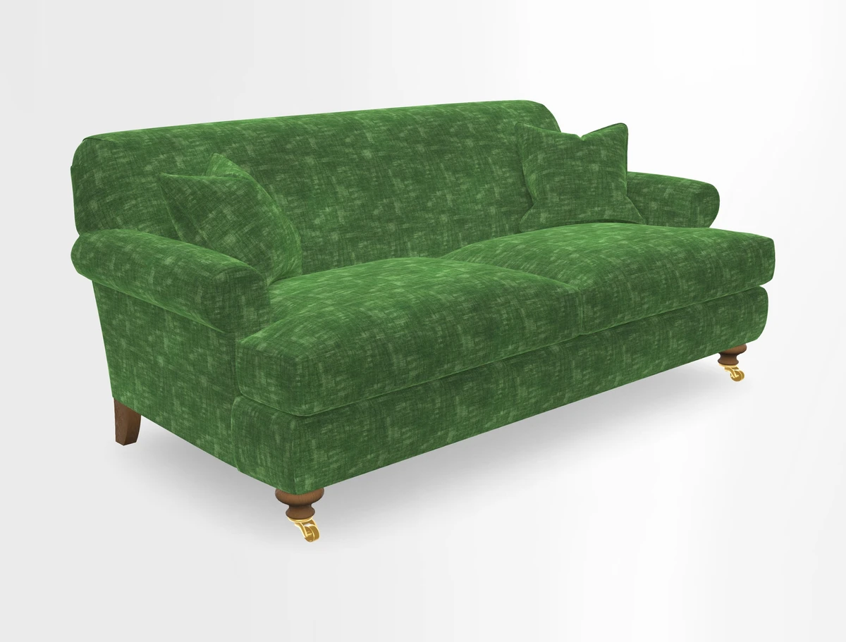 Hampton 3 Seater Sofa in V&A Threads of India Opulent Velvets Regal Poppy Chalk