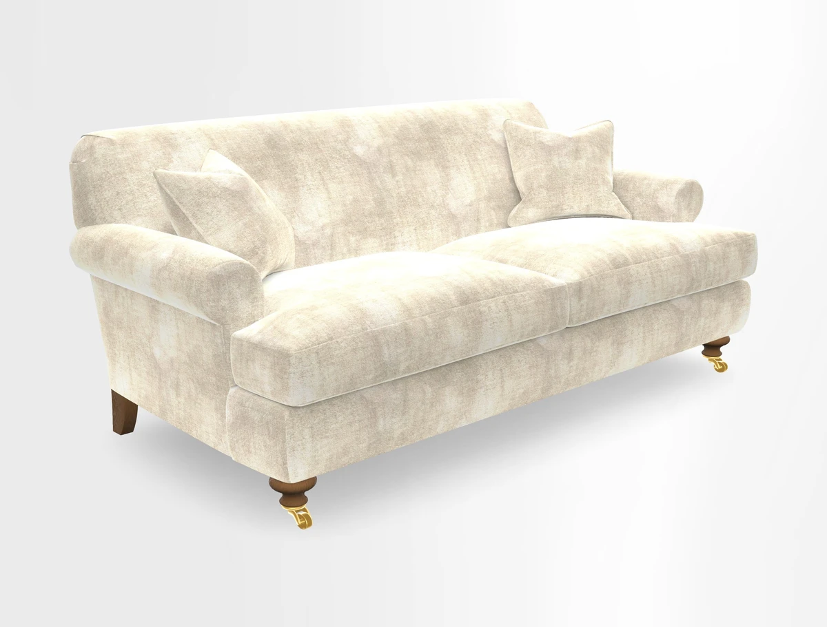 Hampton 3 Seater Sofa in V&A Threads of India Opulent Velvets Regal Poppy Chalk