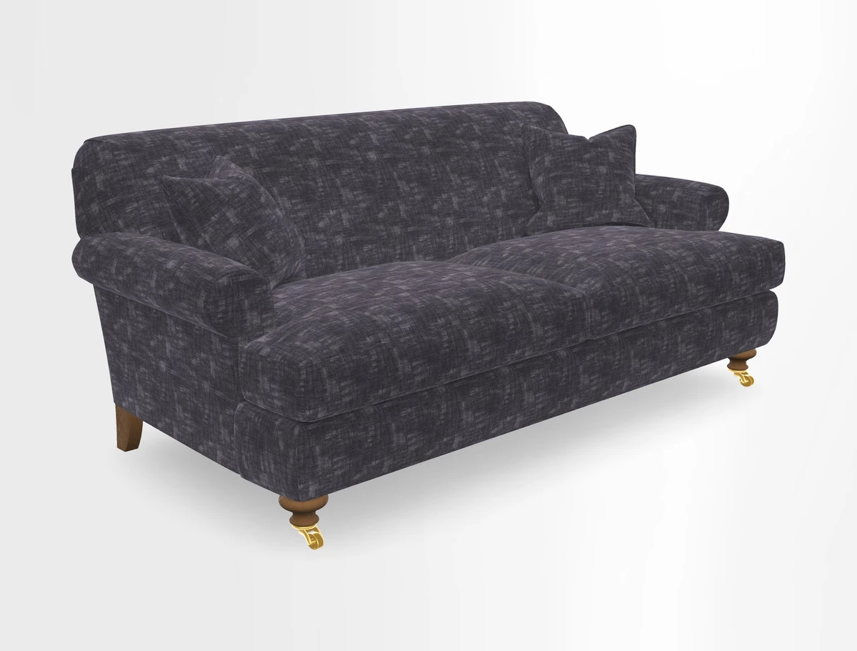 Hampton 3 Seater Sofa in V&A Threads of India Opulent Velvets Regal Poppy Chalk