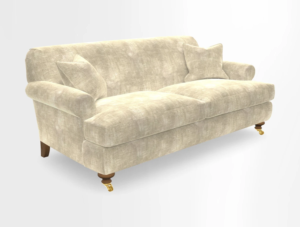 Hampton 3 Seater Sofa in V&A Threads of India Opulent Velvets Regal Poppy Chalk