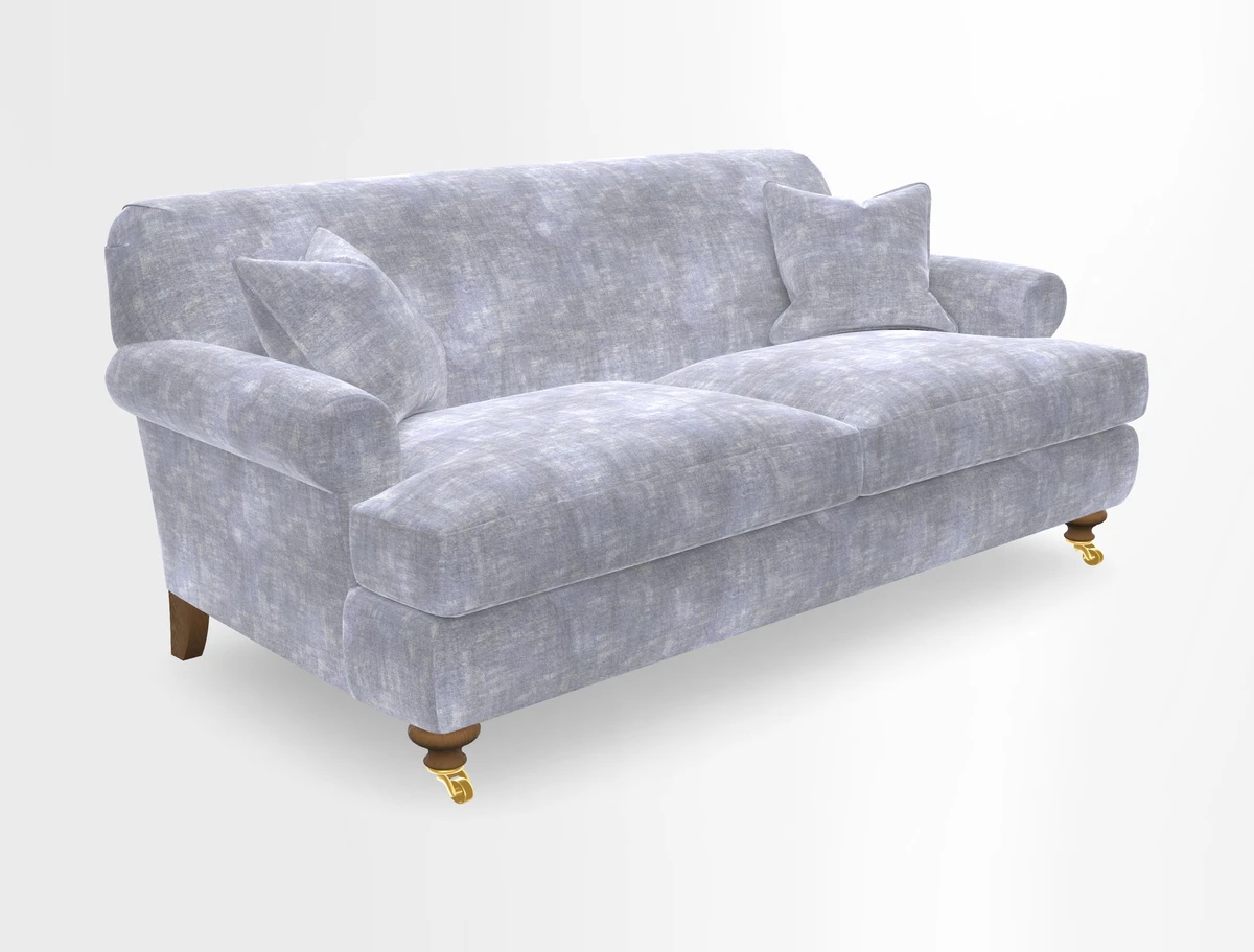 Hampton 3 Seater Sofa in V&A Threads of India Opulent Velvets Regal Poppy Chalk