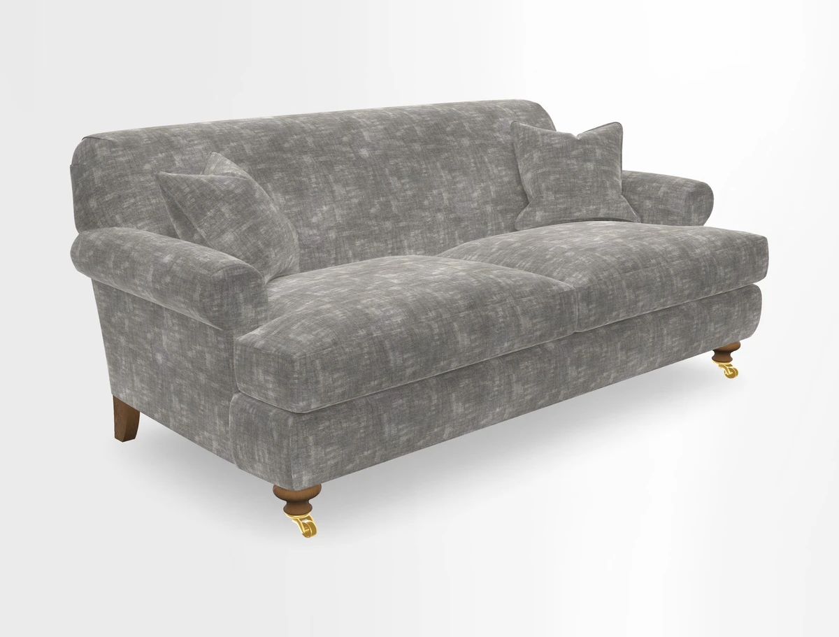 Hampton 3 Seater Sofa in V&A Threads of India Opulent Velvets Regal Poppy Chalk