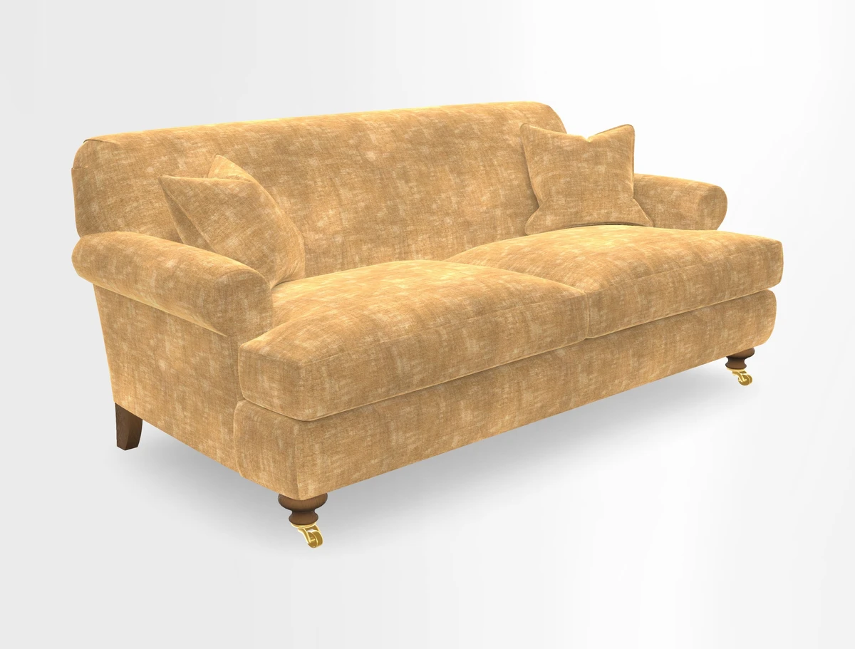 Hampton 3 Seater Sofa in V&A Threads of India Opulent Velvets Regal Poppy Chalk