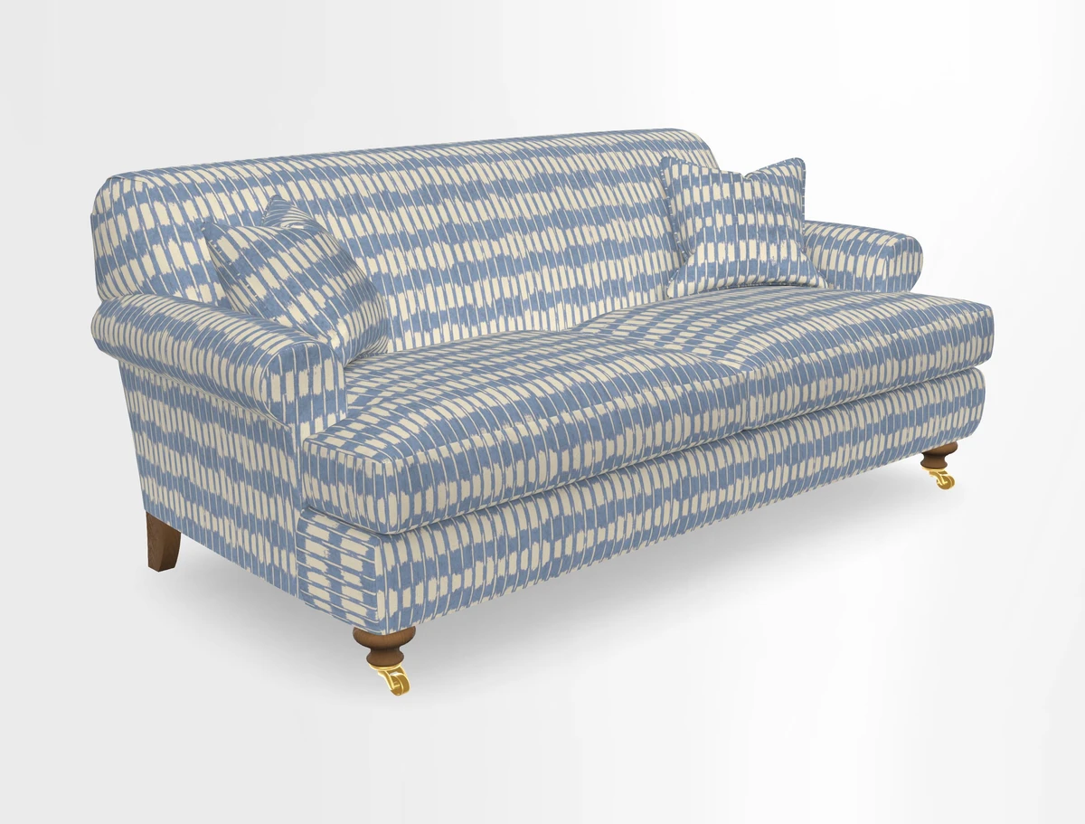 Hampton 3 Seater Sofa in V&A Threads of India Opulent Velvets Regal Poppy Chalk