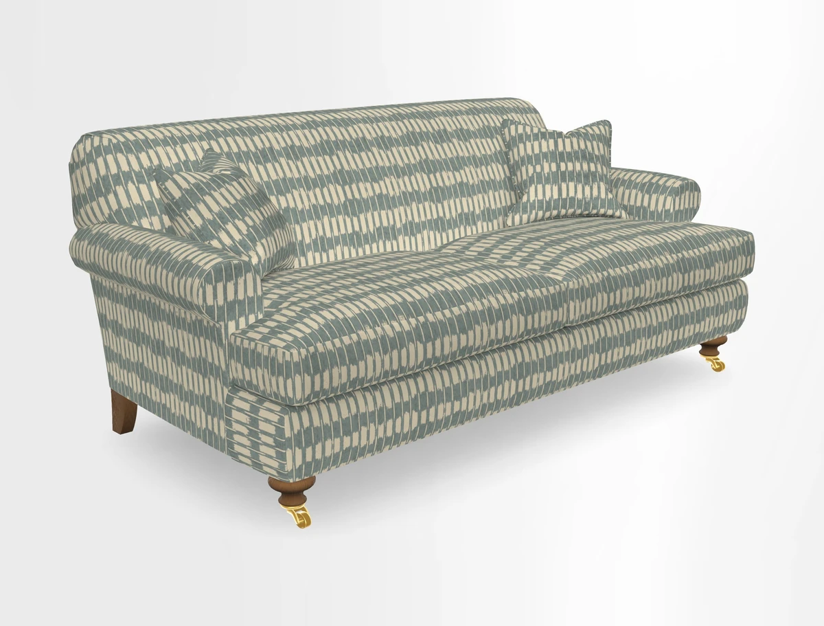 Hampton 3 Seater Sofa in V&A Threads of India Opulent Velvets Regal Poppy Chalk