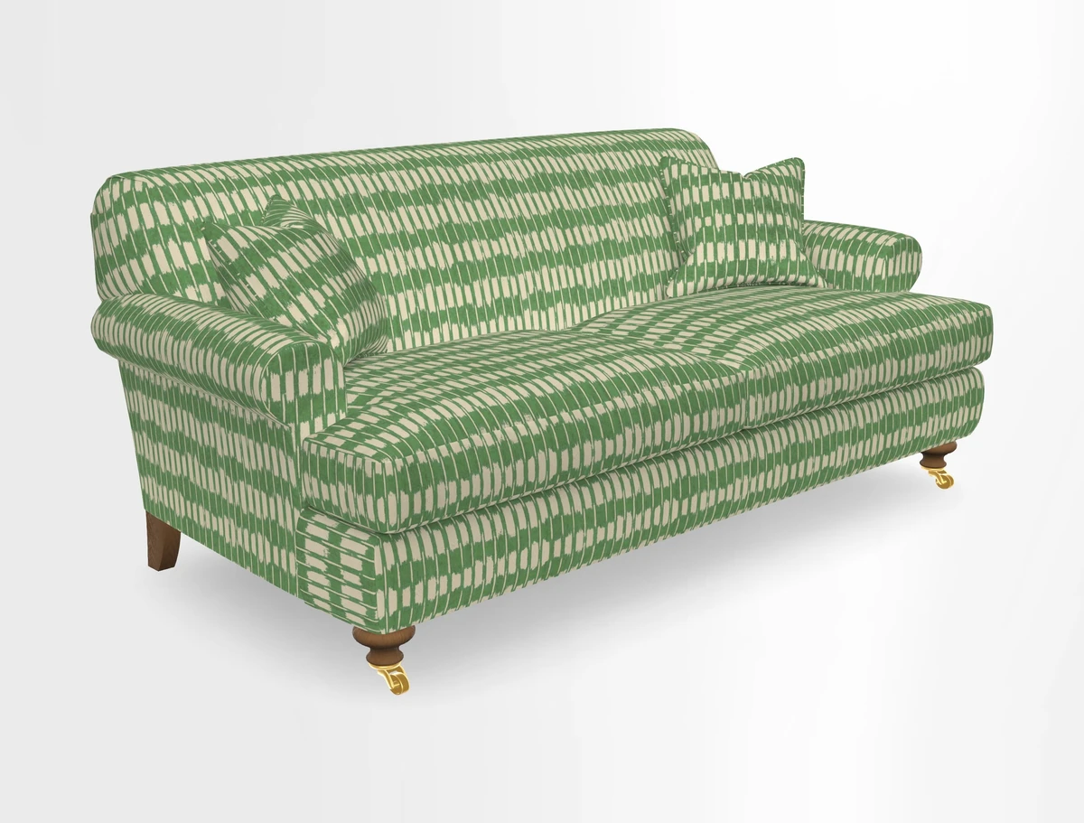 Hampton 3 Seater Sofa in V&A Threads of India Opulent Velvets Regal Poppy Chalk