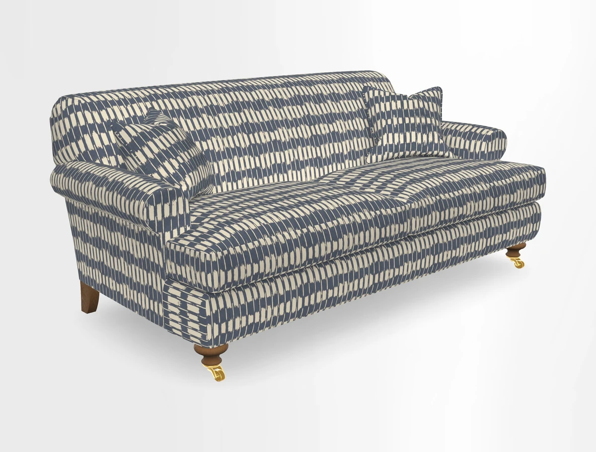 Hampton 3 Seater Sofa in V&A Threads of India Opulent Velvets Regal Poppy Chalk
