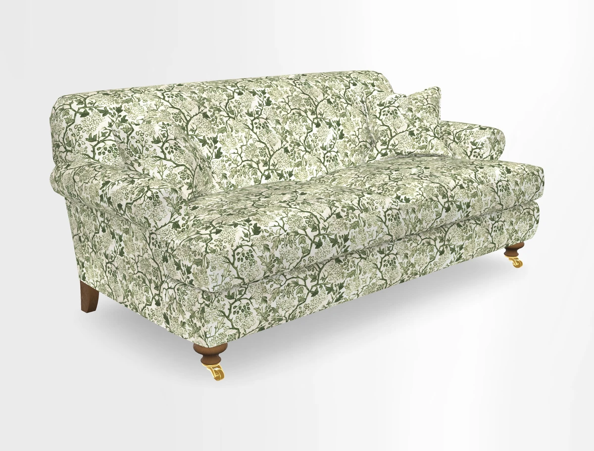 Hampton 3 Seater Sofa in V&A Threads of India Opulent Velvets Regal Poppy Chalk