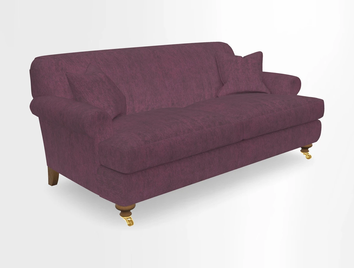 Hampton 3 Seater Sofa in V&A Threads of India Opulent Velvets Regal Poppy Chalk